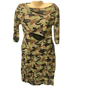SWEET BABY JANE Camo Skirt Set Saks M 00s Oughts Millennial Punk